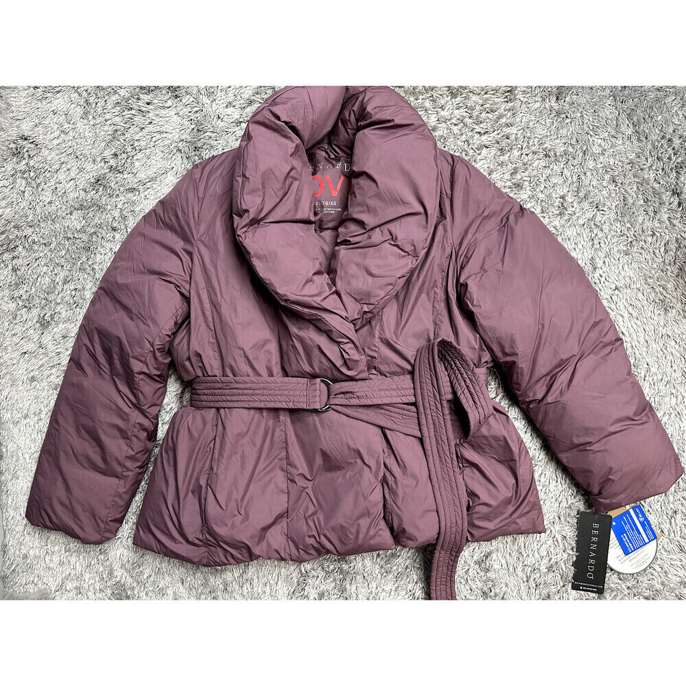 Bernardo Shawl Collar Belted Puffer Jacket In Light Purple Mauve Size XL $229 - Picture 4 of 14